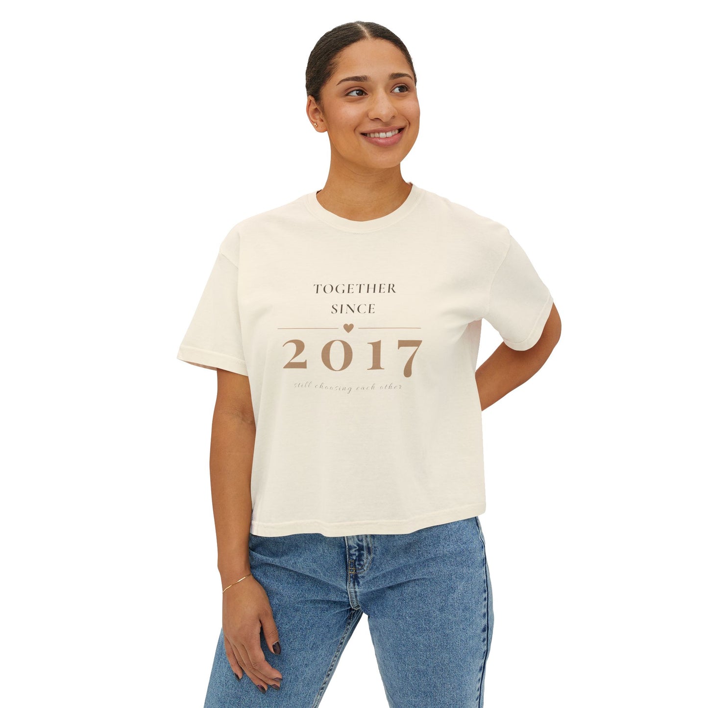 Women's Tee — "Together Since 2017" Anniversary Boxy Shirt