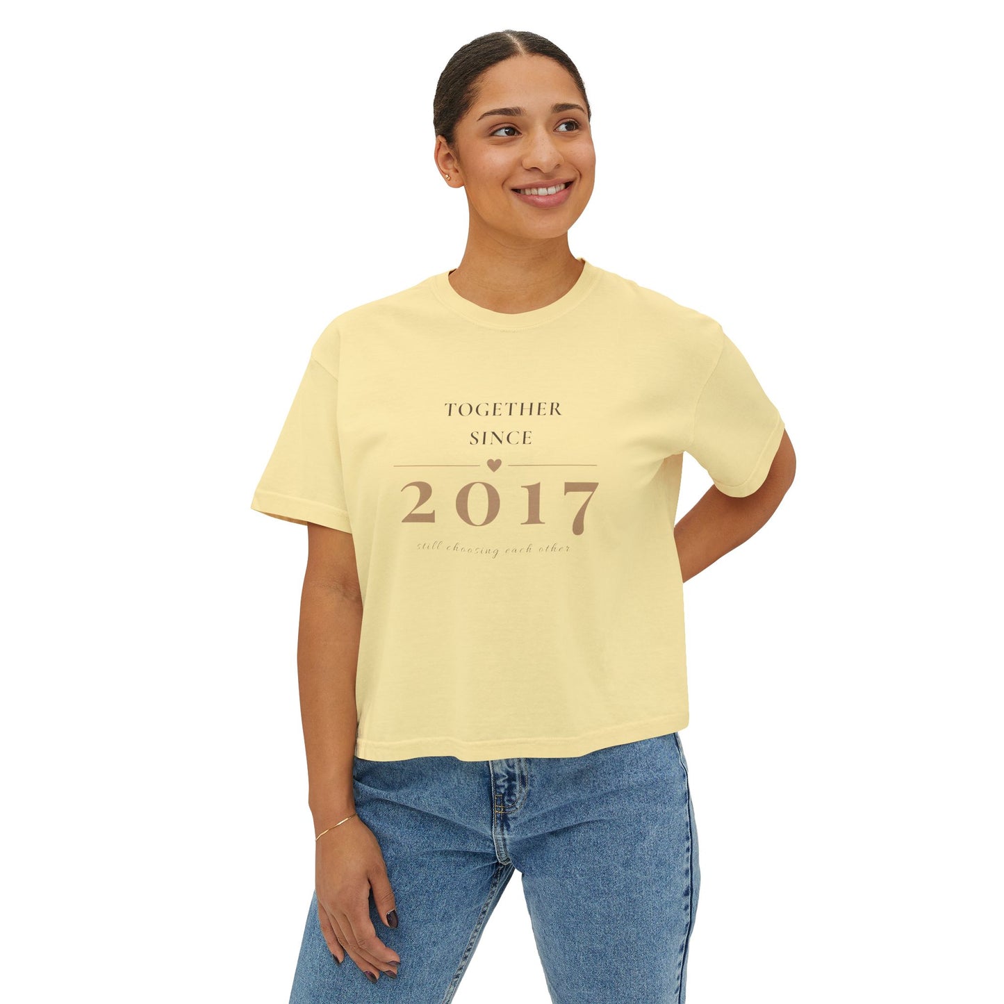 Women's Tee — "Together Since 2017" Anniversary Boxy Shirt