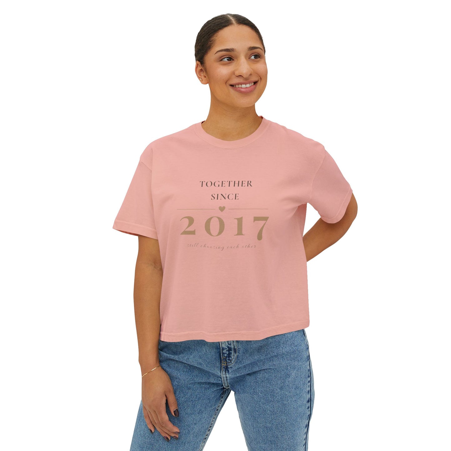 Women's Tee — "Together Since 2017" Anniversary Boxy Shirt