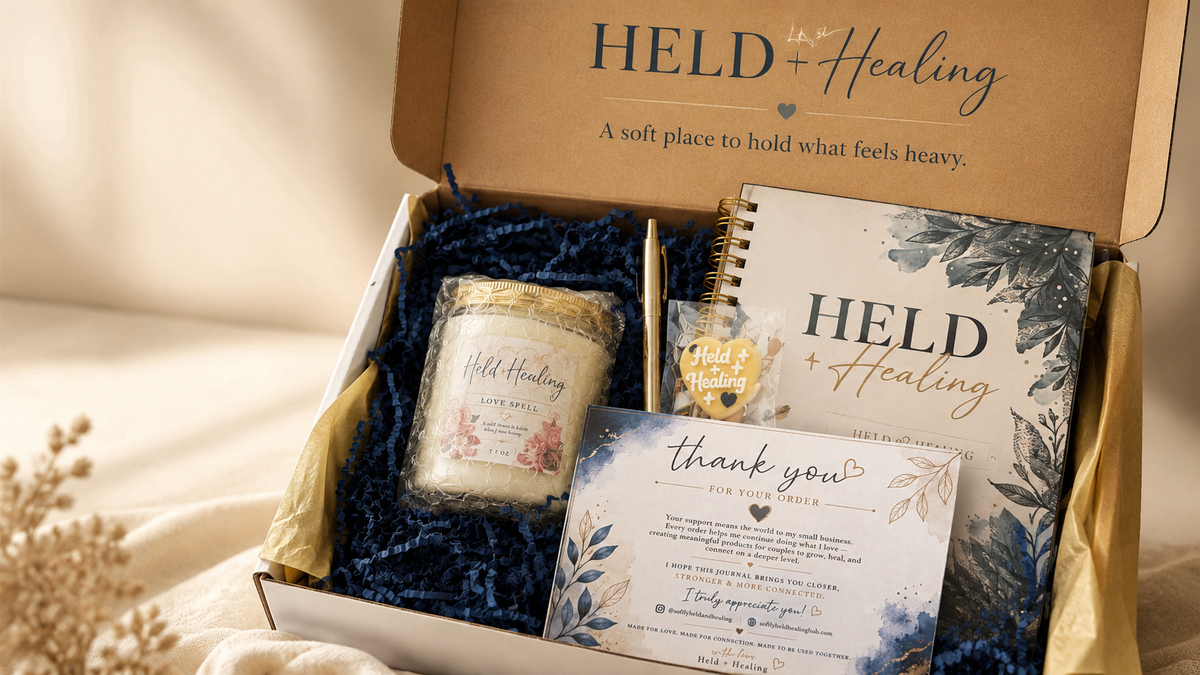 Held + Healing Couples Journal + Candle Set